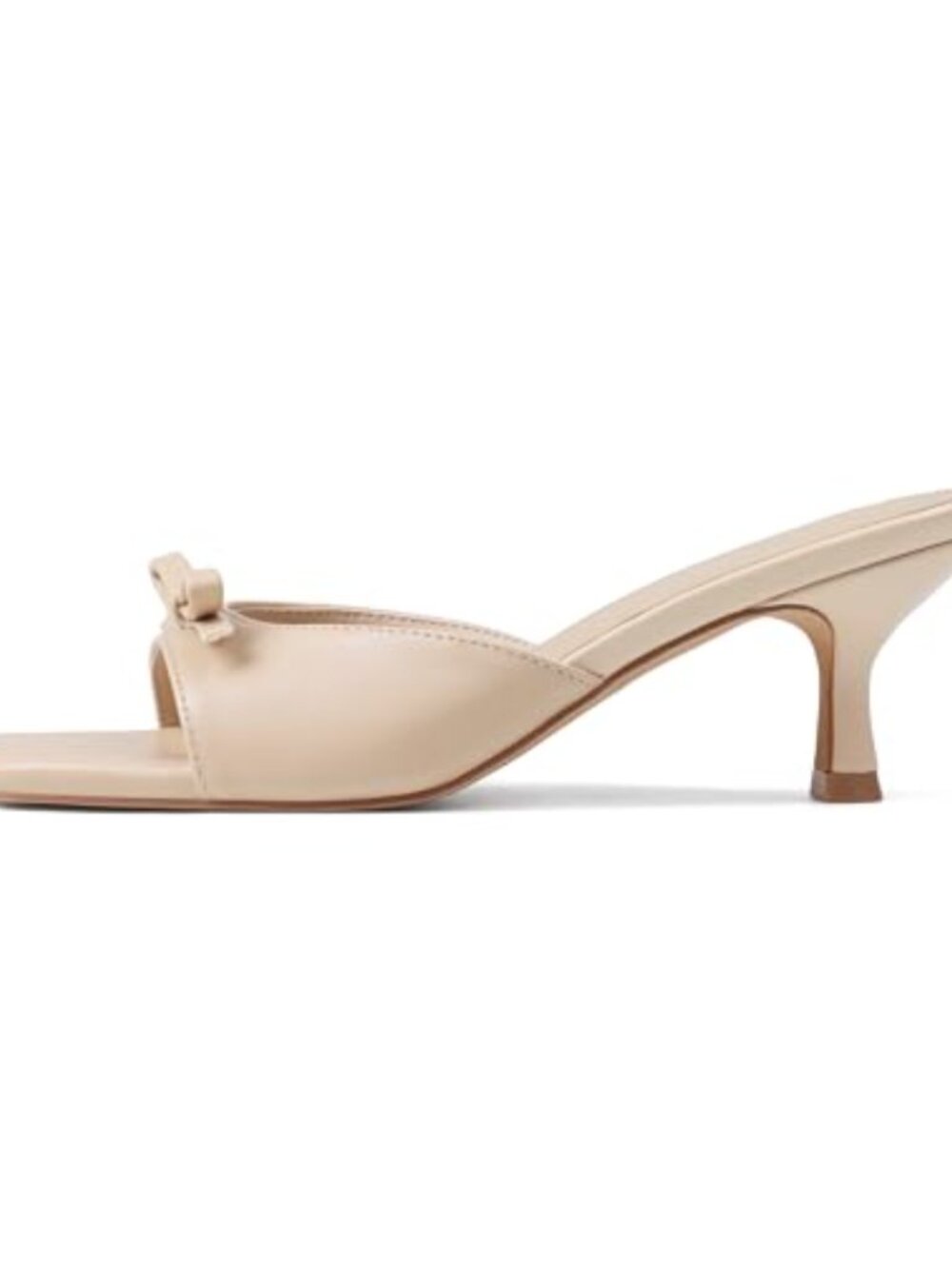 Women Kitten Heel Bow Mules Open Square Toe Slip On Summer Dress Party Sandals